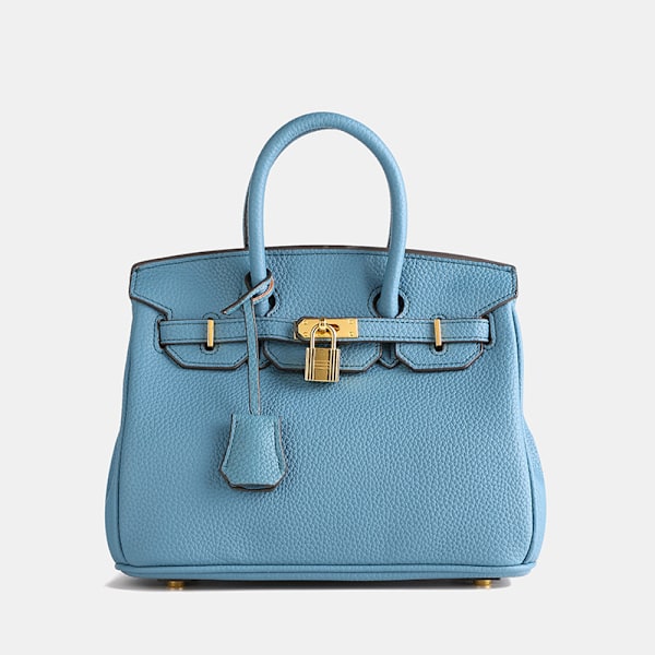 Snygg lychee-mönstrad klassisk platinaväska damväska lyxig stor kapacitet axel crossbody handväska 30cm Lake Blue