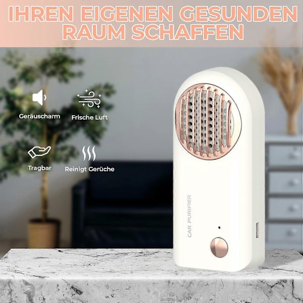 Bærbar lugtfjernelsesmaskine Hvid, kompakt, effektiv, let, rejsevenlig