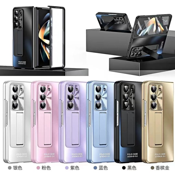 Himmeä mattapintainen kova case Ohut suojaava phone case Samsung Galaxy Z Fold 5:lle, sisäänrakennettu näytönsuoja ja jalusta