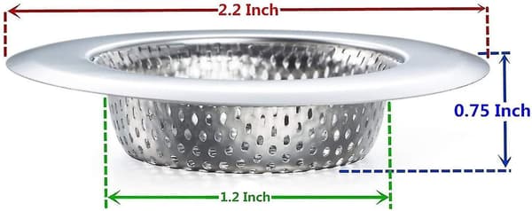 2 st Mini Badrumsavloppssil - Rostfritt Stål, Liten Bred Kant 2,2\" Diameter