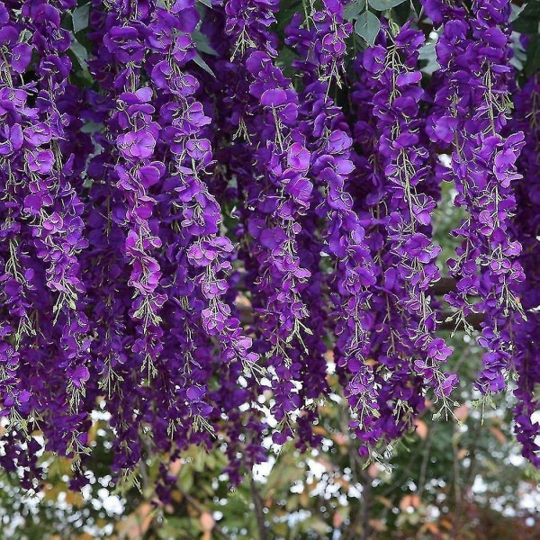 Keinotekoinen silkki Wisteria Vine Ratta silkki riippuvat kukkahääsisustus, 6 kpl, (violetti)