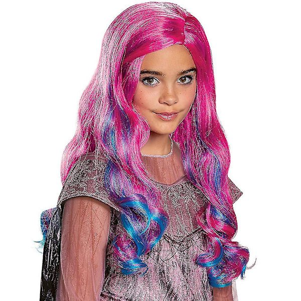 Barn jente Ombre lang krøllete parykk bølgete hår Descendants 3 Cosplay parykk