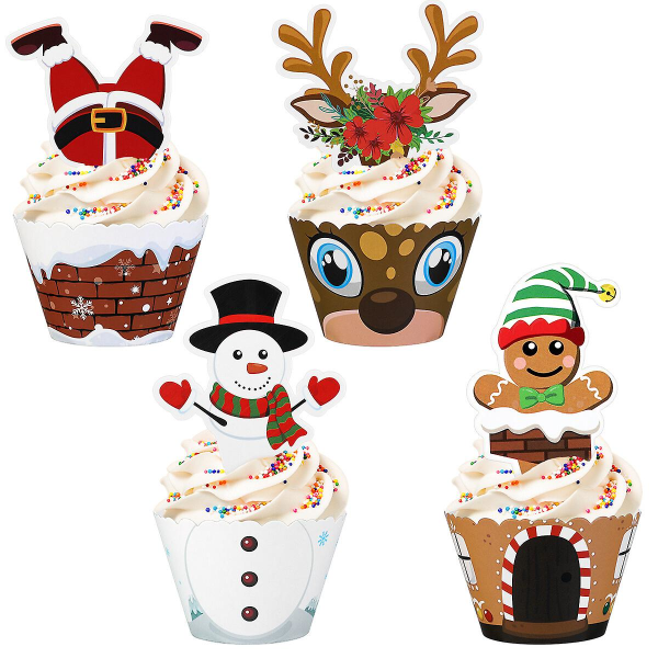 Hemoton 36 Setit Joulukuppikakkujen päälliset ja kääreet Cupcake-kakkujen koristeluvaihtoehdot Kotijuhlasisustus Joulujuhlatarvikkeet Palvelut