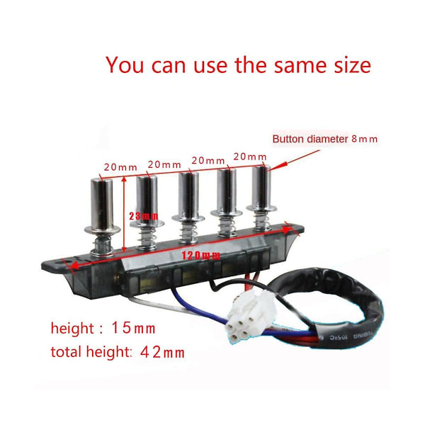 Kökspisfläkt 5-knappsströmbrytare Universal Tillbehör Strömbrytare Kontrollpanel Styrenhet