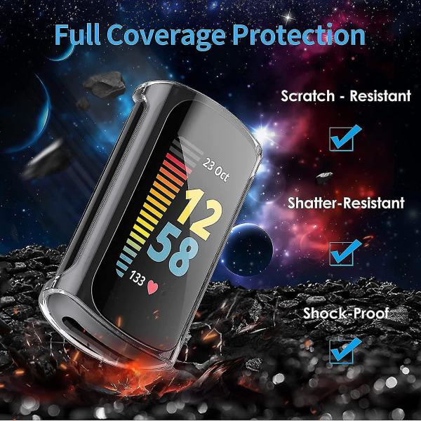 3-pack skärmskydd kompatibel med Fitbit Charge 5 (ej för Charge 4/3), T