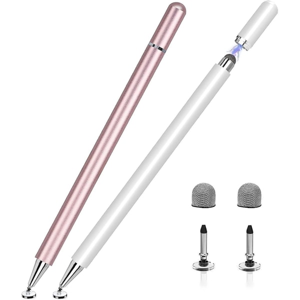 -Styluspenna för iPad 2-pack, 2-i-1-skivstyluspennor för pekskärmar, kapacitiv stylus med magnetisk keps, kompatibel med iPad iPhone Pro Android