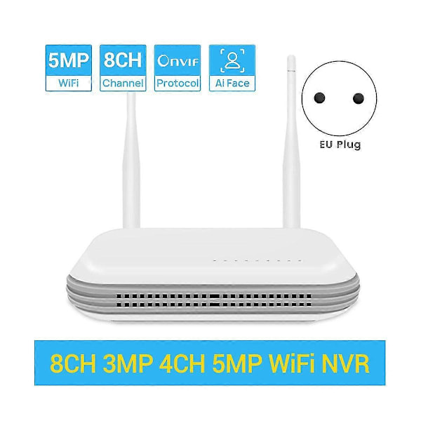 Wifi NVR Mini 4CH 5MP/8CH 3MP WIFI Videoopptaker for Trådløst Sikkerhetssystem Ansiktsgjenkjenning js