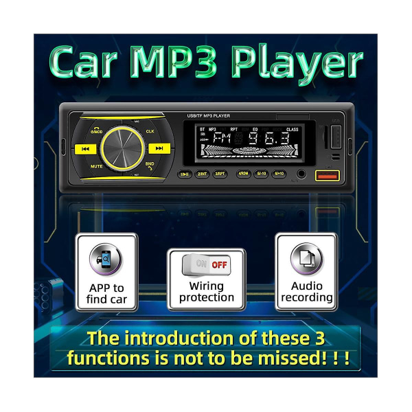 Enkel Din bilstereo Bluetooth bilstereomottaker med LCD-skjerm Am/fm Radio Mp3-spiller Usb Sd A