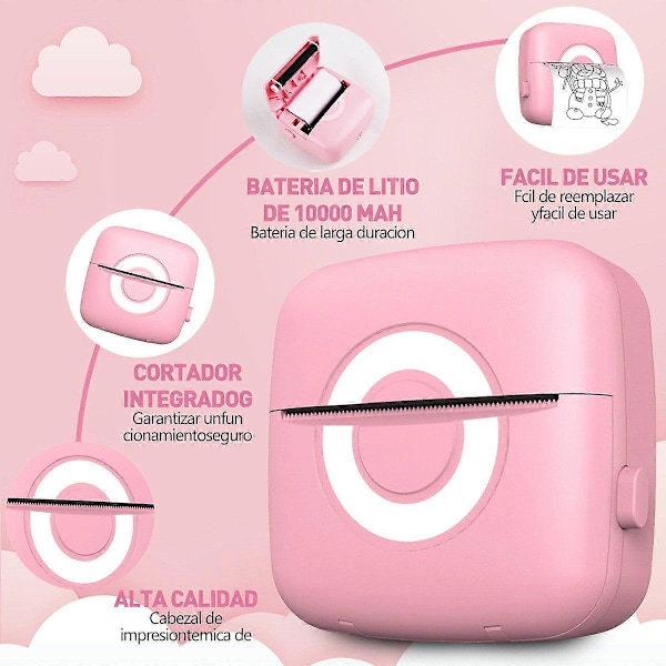 Mini termisk skrivare Bluetooth-set med 13 rullar papper + 6 färgade pennor för kreativa projekt