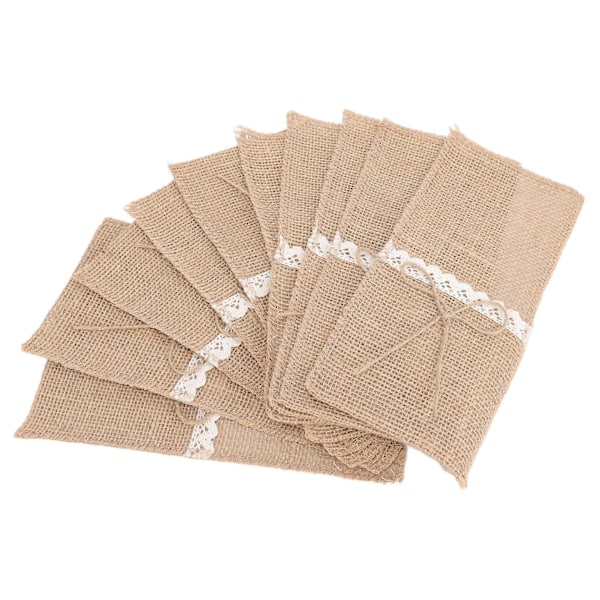 Jute Serviettholdere - 20 stk Blonder Servietposer for Retro Landlig Bryllup, Bursdager og Mottakelser