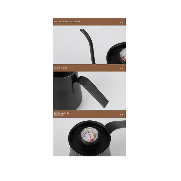 550ml Rustfrit Stål Kaffe Drypkedel Med Termometer Svanehals Hæld Over Kaffe Tekande Kaffe