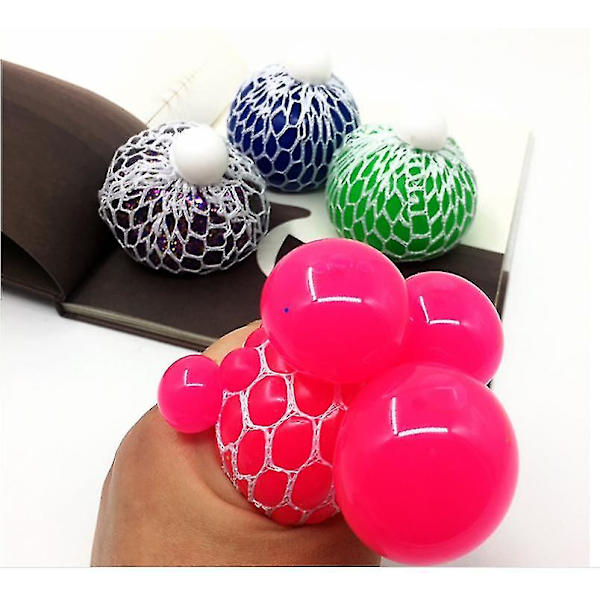 4 stk tilfeldig mesh squishy baller stressavlastning klem drueballer lindrer press