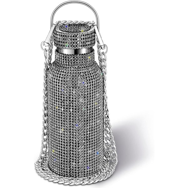 Timantti Vesi Pullo Kiiltävä Strassinen Ruostumattomasta Teräksestä Valmistettu Termos Täytettävä Vesi Pullo Eristävä Vesi Pullo Glitter Vesi Pullo Ketjulla Naisille