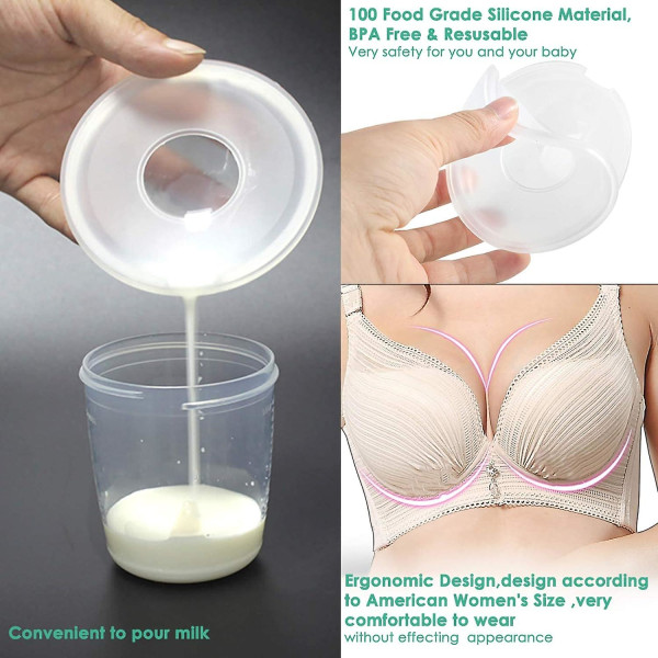Bröstskal Milk Saver för amning, 2-pack bröstkoppar med mjuka och återanvändbara, skyddar ömma bröstvårtor Bröstmjölkssamlingsskal