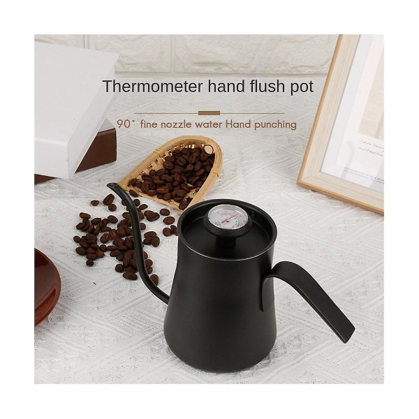 550ml Rustfrit Stål Kaffe Drypkedel Med Termometer Svanehals Hæld Over Kaffe Tekande Kaffe