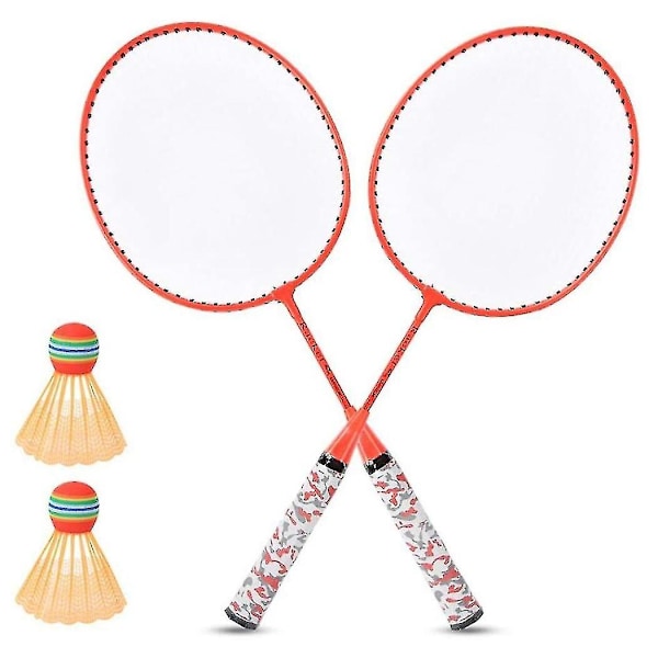 Badmintonracketter for barn, shuttlecock-sett med 2 baller for barn, innendørs