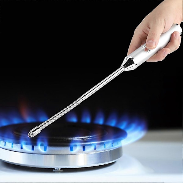 USB Laddningsbar BBQ Pulsljusare Elektrisk Tändare Halv Flexibel Slang Utomhus (Matt Silver)