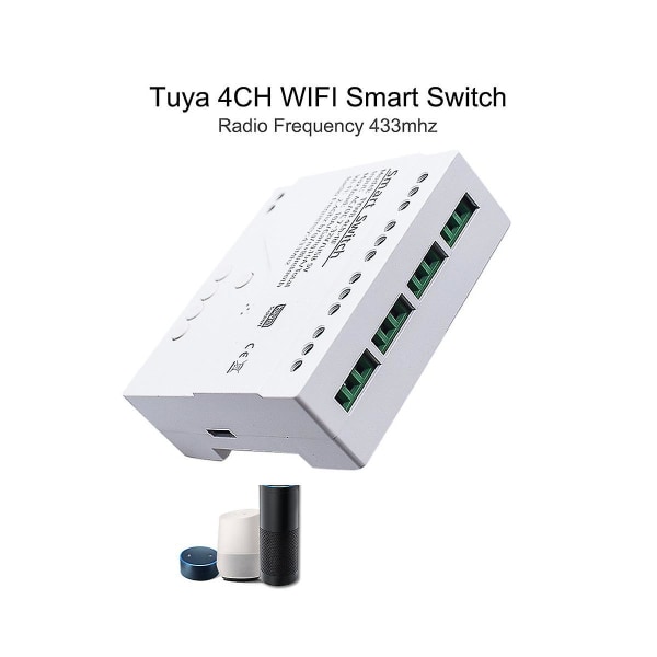 Tuya Smart Switch Wifi Diy -ajastin + kaukosäädin AC/dc 7-32v 4ch Rf Smartlife Kotiautomaatiomoduuli Alelle