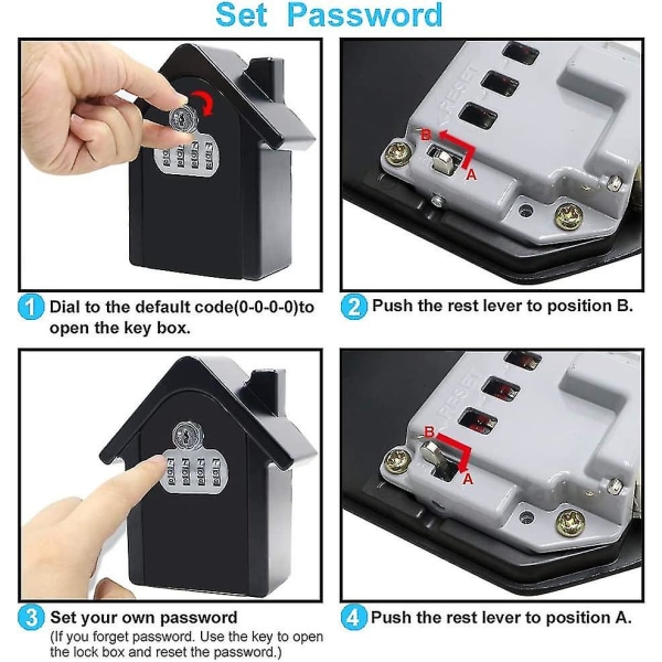 Key Safe Wall Mounted Key Box With Digital Code & Emergency Keys, Large Key Safe Box