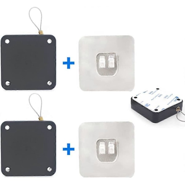 2 stycken, Automatisk Dörrstängare, Automatisk Sensor Dörrstängare, Slagfri Automatisk Dörrstängare med Sensor, Med Dragsnöre, Passar Alla Dörrtyper