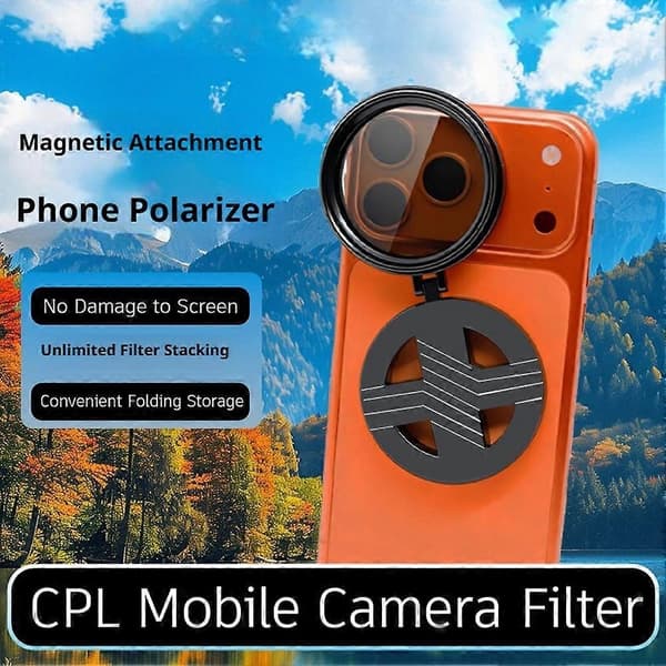 Magnetisk CPL-filter til telefon 52 mm med foldbar holder resin 1set