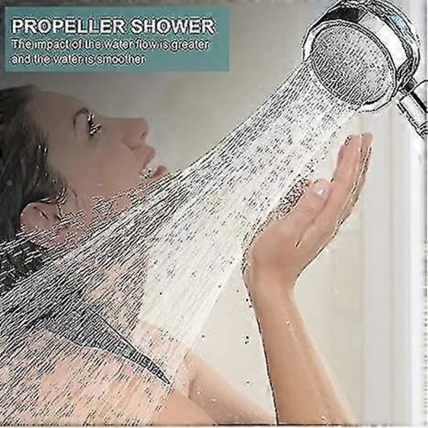 Turboladdat Handhållet Duschhuvud, Propellerdrivna Duschhuvuden, Högt Vattentryck, Vattenbesparande, med Pausknapp, 360 Graders Rotation (Lila)