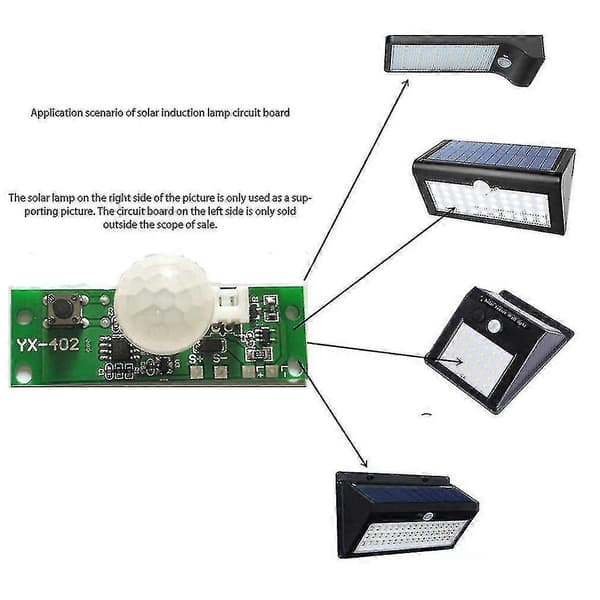 3.7V Infrarød Solcellelampe Panel Kretskort Solcellelampe Kort Kontrollsensor Nattlys Kontrollermodul