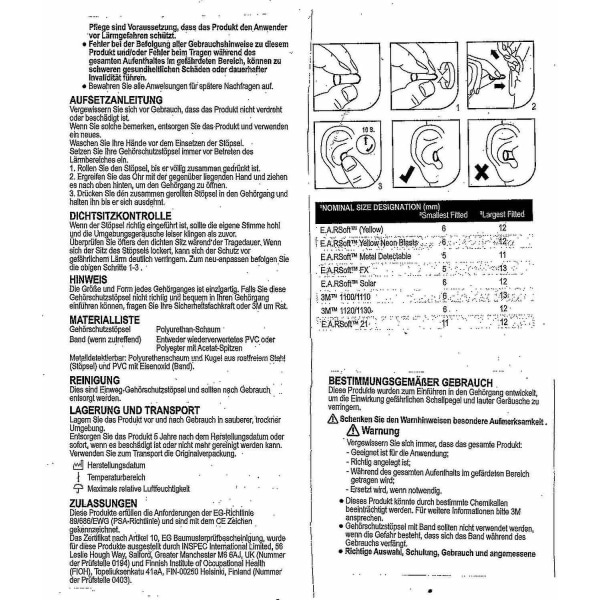 3m Ear Classic Öronproppar, 50 par packade i par, Gul, Snr = 28db, hörselskydd