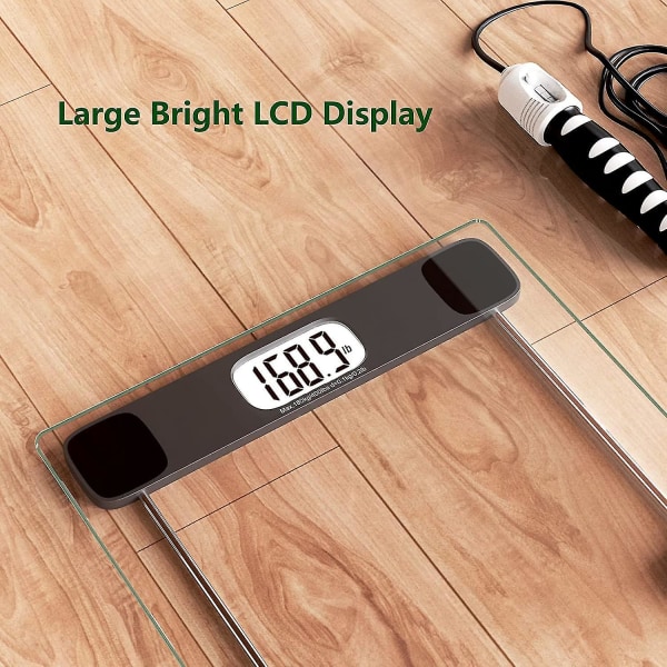 Vægt til kropsvægt Digital badeværelsesvægt Vejevægt Badevægt, LCD-skærm batterier og målebånd inkluderet, 400 lbs