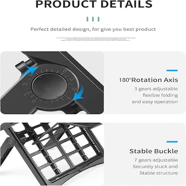 Notebook køler Laptop stander med justerbar højde og vinkel for komfort og ergonomisk design
