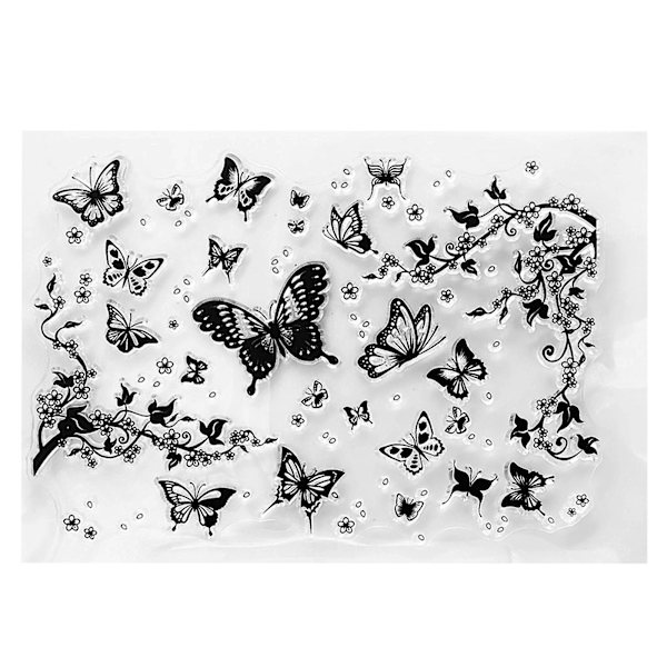 Sommerfugl Silikone Klart Stempel DIY Scrapbooking Embossing Fotoalbum Dekorativt Papirkort