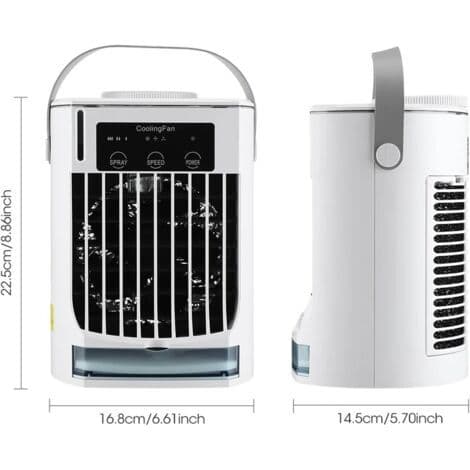 Mini bærbar aircondition. USB-blæser. Vandkøling. Til hjem og kontor. Hvid