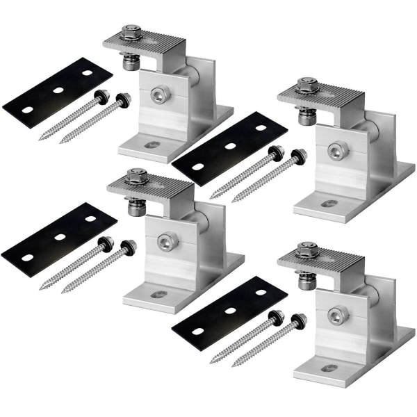 Nye Opgraderede 4 stk. Justerbare Solpanel Hældningsbeslag, Rustfrit Stål Solpanel Støttepakke Med Justerbare Beslagsfødder Afstandsholdere Hex Soc