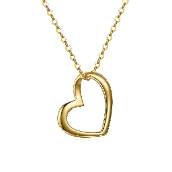 18k hjerte halskæde til kvinder, solid guld kærlighed smykker gaver til kone/mor/kæreste, bedste gave (guld)