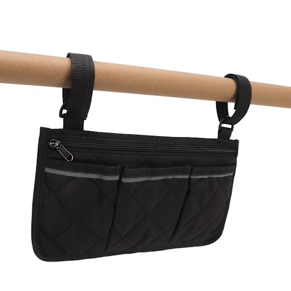 Vandafvisende Polyester Rullestol Taske med Flere Lommer Design Side Opbevaring til Udendørs Mobilitetsstol Sort