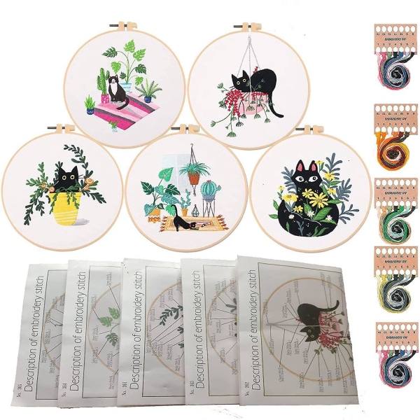 Handbroderingsset för Nybörjare, 30-pack Korsstygn Broderi Kit för Vuxna Broderi Startpaket