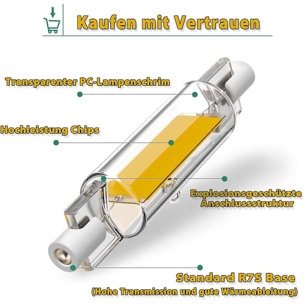 R7s LED 78mm Dimbar 600lm, 10W R7s LED-lampa Varmvit 2700k, Ersättning J7s  *-1