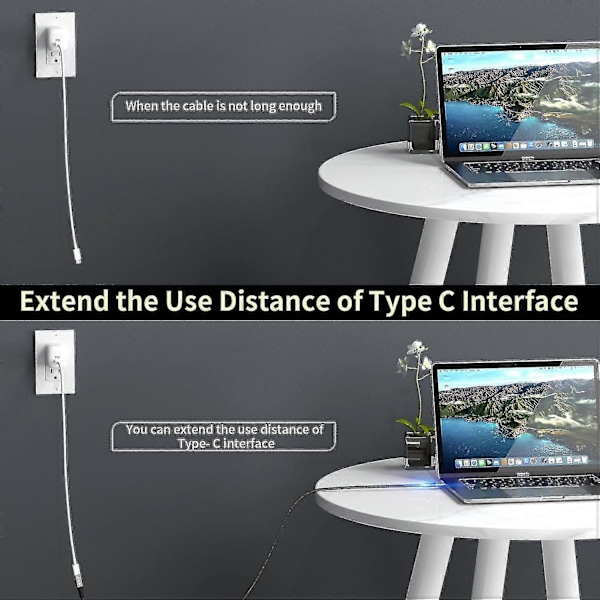 Thunderbolt 4 forlængerkabel, Usb-c kabel til Usb C han til hun understøtter 8k/5k@60hz video / 40gbps dataoverførsel / 100w opladning(0.8m) js