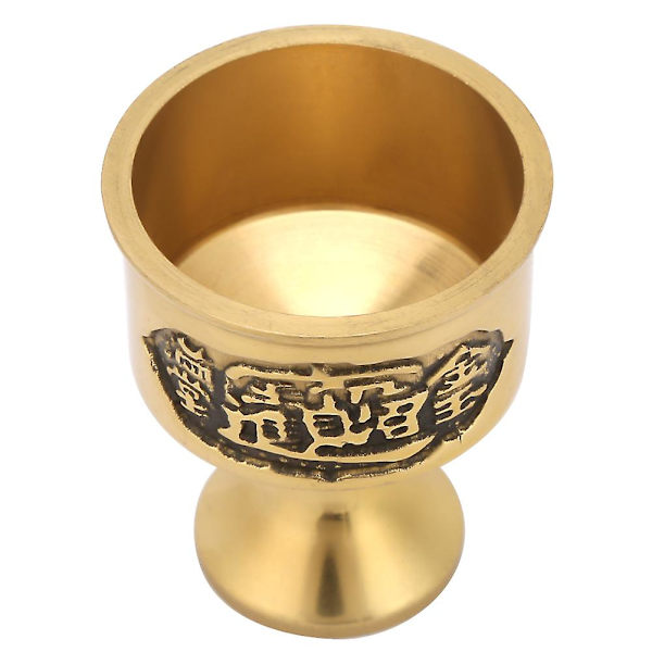 Praktisk Vann- og Vinkopp i Rent Messing for Buddhistisk Tilbedelsesutstyr