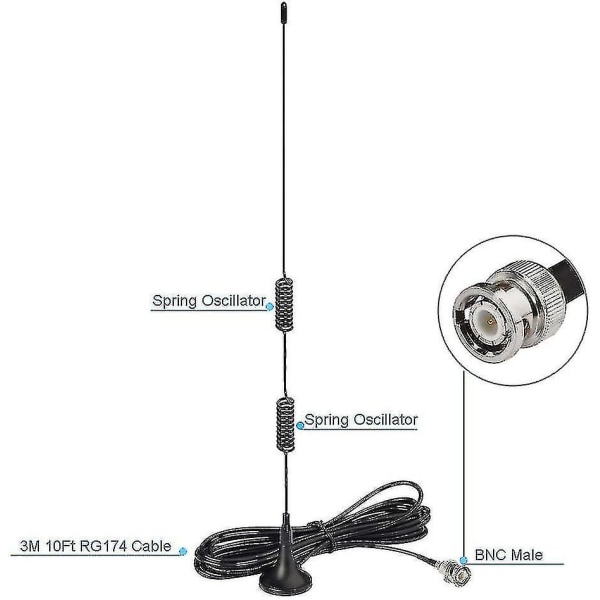 Ham Radio Politiskanner Antenne Amatørradio Mobil Radio Skanner Antenne Magnetisk Base Bnc Hann Antenne Kompatibel