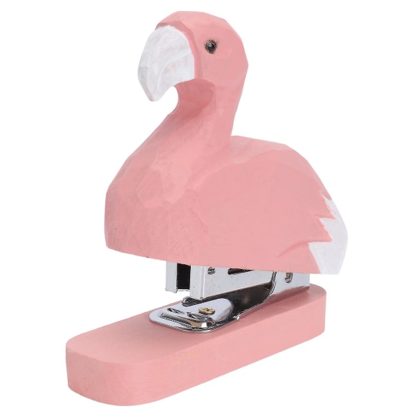 Flamingoform Bärbar häftapparat Trä Kreativ bok Avlopp manuell häftmaskin Student brevpapper för skolstudenter-yuyu