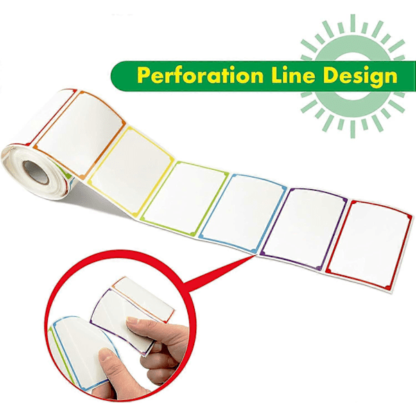 PIAO 300 stk. 6 Farver Blanke Navneskilte med Perforeret Linje til Skole Kontor Hjem (3,5\"x2,2\" Hver)