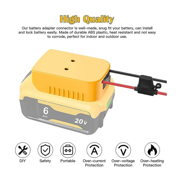 Akkuadapteri sulakkeen ja kytkimen kanssa 20V / 18V DCB206 Li-akuille, liitäntä A