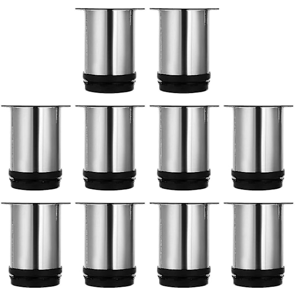 Set med 8 Justerbara Möbelben 80mm Höjd, Skåpsben, Runda Borstade Rostfria Möbelfötter, Soffa Ben Bord Ben, Justerbar Höjd