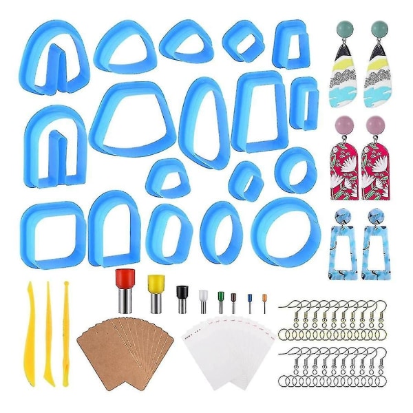 Polymer leire, leire ørering Clay Clay Tools Clay Sculpting Tools Clay Earring Making Kit, blått