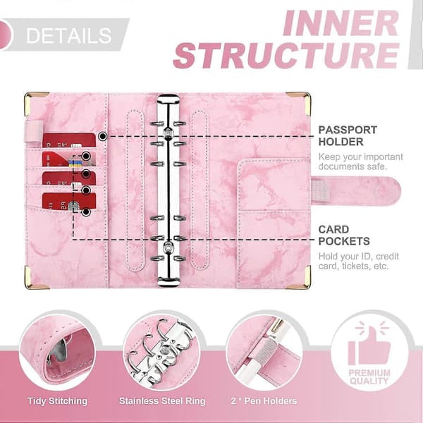 Budget Binder A6 Budget Planner Penge Organizer pink Finans Tracker Opsparings Notesbog