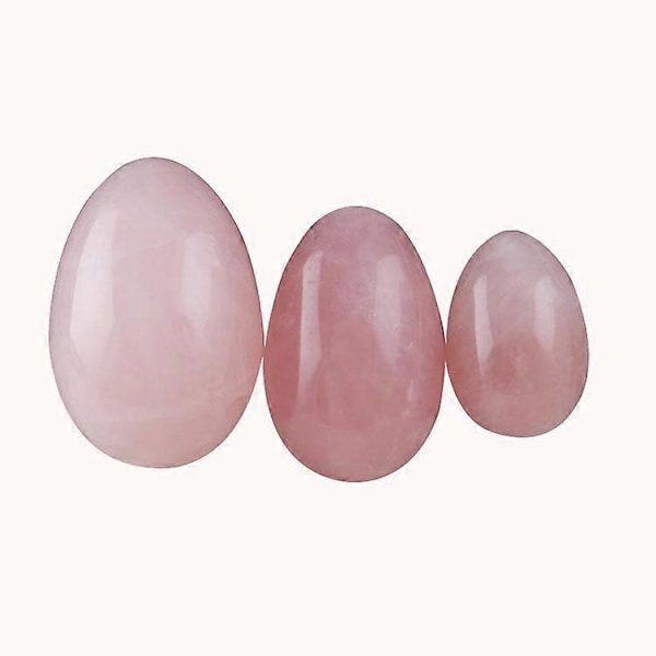 Eggsett med 3, boret, med uvokset snor, massasjestein for kvinner Kegel-øvelse Styrke bekkenbunnsmusklene rosa