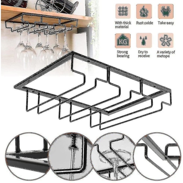 Hengende glasshylle - Vinglasshylle med 3 skinner for 6-9 glass