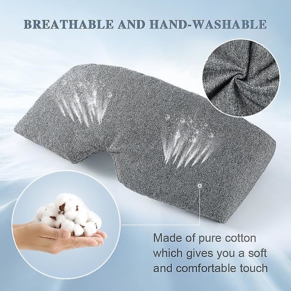 100 % håndlaget sovemaske i bomull – Komfortabel og pustende øyemaske for å sove Justerbar blindfold fly med reiseveske – Be