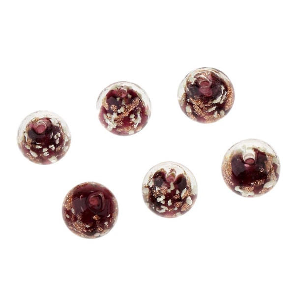 6st runda glaspärlor självlysande distanshållare Lösa pärlor Smycken gör rödbrun